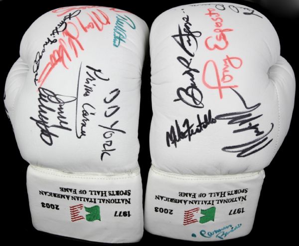 2003 National Sports American Hall of Fame Signed Boxing Gloves w/ 15 Autographs - JSA
