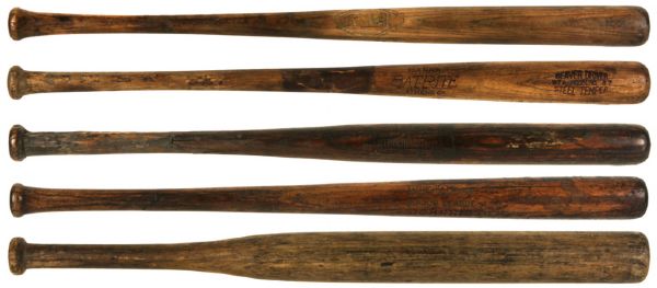 1920-30s Lot of (5) Side Written Game Used Bats