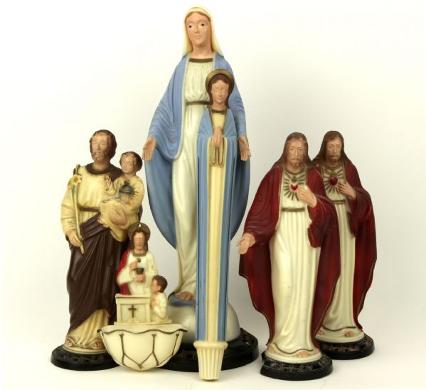 1960s Hartland Statues - Religious Theme With Virgin Mary Joseph Jesus Christ 