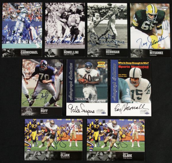 1997-99 Football Greats Signed Certified Cards Upper Deck - Lot of 9 Ray Nitschke Green Bay Packers Gale Sayers Earl Morrall  - JSA