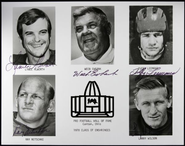 1978 Ray Nitschke Green Bay Packers Hall of Fame Class Signed 8" x 10" Photo Autographed By Entire HOF Class - With Rare Tuffy Leemans Penning- JSA