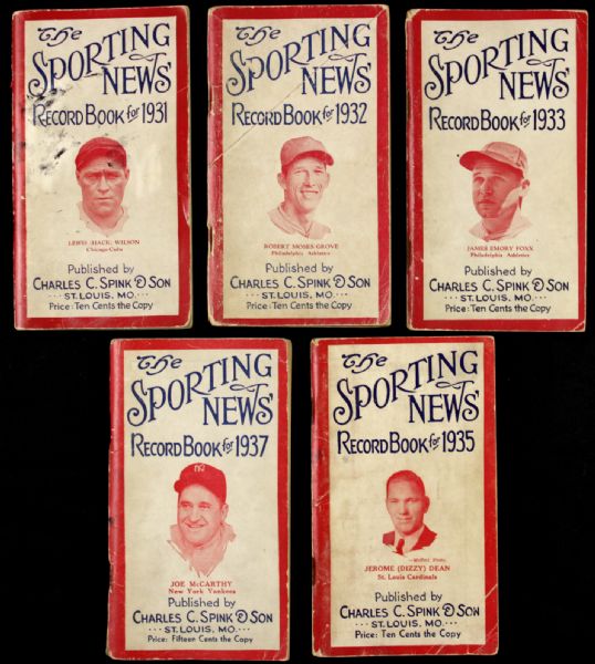 1931-37 The Sporting News Record Book - Lot of 5