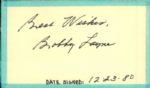 1980 Bobby Layne Detroit Lions Signed Index Card Pro Football Hall of Famer 