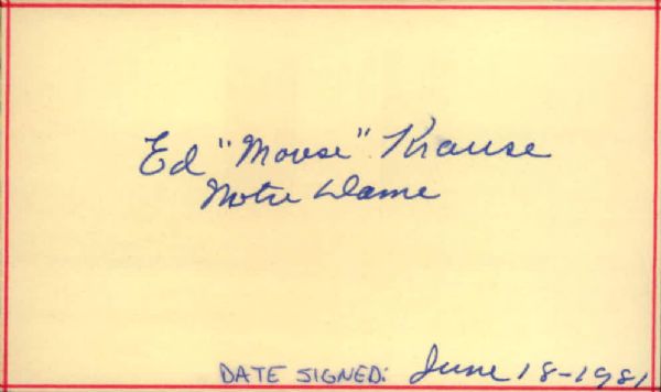 1981 Ed Mouse Krause Notre Dame Signed Index Card Basketball Hall of Famer