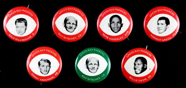 1969 Green Bay Packers Drenks Potato Chip Pin - Rare Red Version - Lot of 7