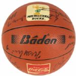 1985-86 Milwaukee Bucks Team Signed Basketball  12 Sigs. Incl. Moncrief Pressey Cummings - JSA