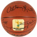 1985-86 Milwaukee Bucks Team Signed Basketball  12 Sigs. Incl. Moncrief Pressey Cummings - JSA