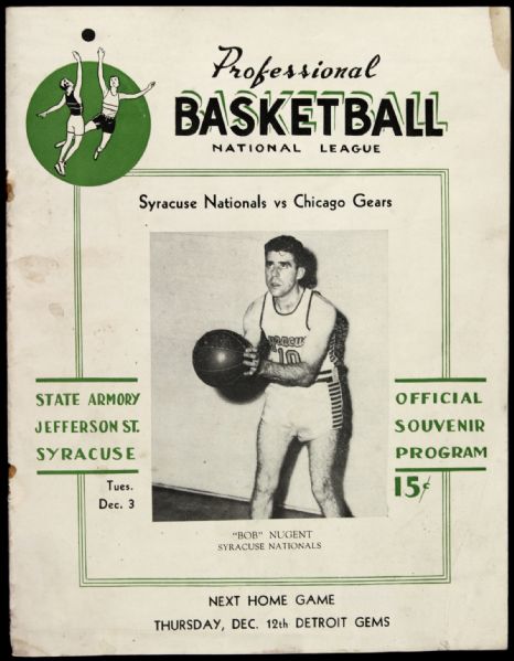 1946-47 Syracuse Nationals vs. Chicago Gears Program George Mikan Rookie Season