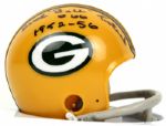 1950s-60s Green Bay Packers Greats Signed Mementos - Teteak Mini-Helmet & Dan Currie Bill Quinlan Oversized Biever Photo & Nitschke Golf Balls  - JSA