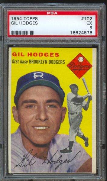 1954 Topps Dodgers Gil Hodges #102 PSA EX 5
