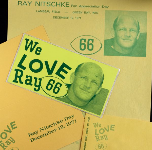 1971 Ray Nitschke Day Stationery With Envelope & Card Green Bay Packers Legend
