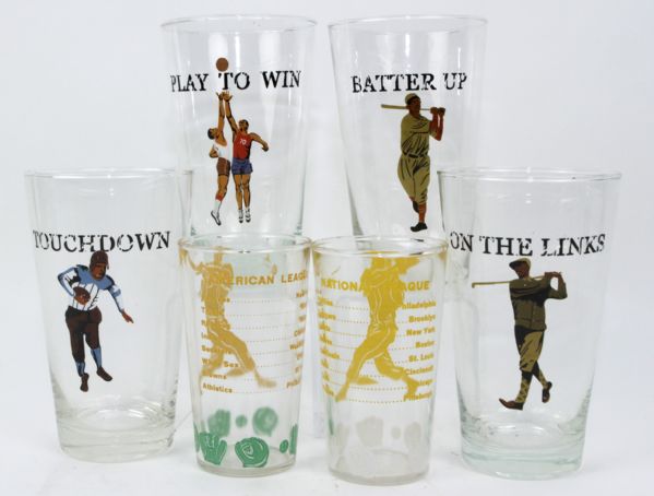 1940s-50s  Collection of Sports Glasses - Lot of 6