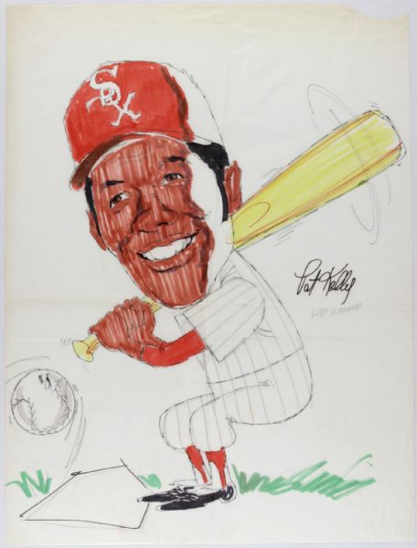 1972 Pat Kelly Chicago White Sox Original Caricature Signed Drawing Used for Chi-Foursome Print - JSA