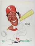 1972 Pat Kelly Chicago White Sox Original Caricature Signed Drawing Used for Chi-Foursome Print - JSA