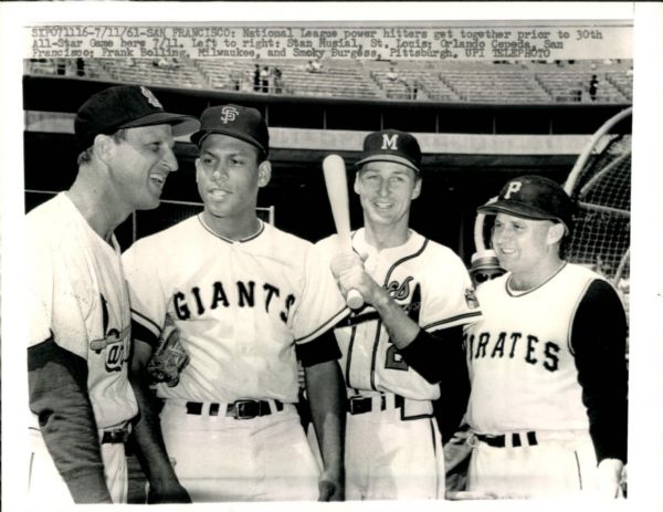1961 Stan Musial Orlando Cepeda All Star Game "The Sporting News Collection Archives" Original 7" x 9" Photo (Sporting News Collection Hologram/MEARS Photo LOA)