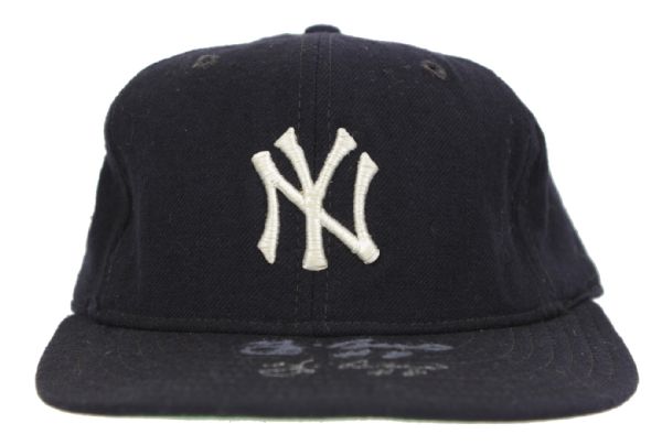 1976-83 Yogi Berra Game Worn Signed Yankees Coachs Cap - JSA & MEARS Auction LOA