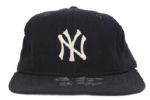 1976-83 Yogi Berra Game Worn Signed Yankees Coachs Cap - JSA & MEARS Auction LOA