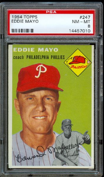 1954 Topps Phillies Eddie Mayo #247 PSA NM-MT 8