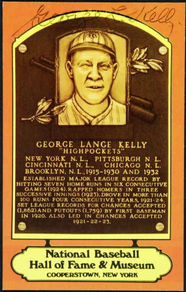 George Kelly New York Giants Signed HOF Postcard Rare Color Version - JSA