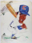 1972 Billy Williams Chicago Cubs Signed Caricature Original Artwork (17" x 23") with Rare Chi-Foursome Drawing 