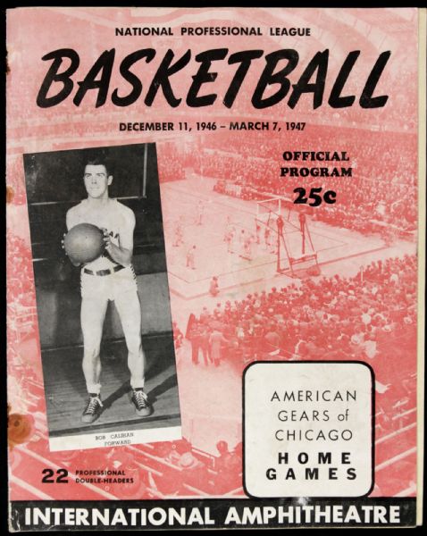 1946-47 NPL Chicago American Gears Program Bob Calihan Cover - George Mikans Rookie Season 
