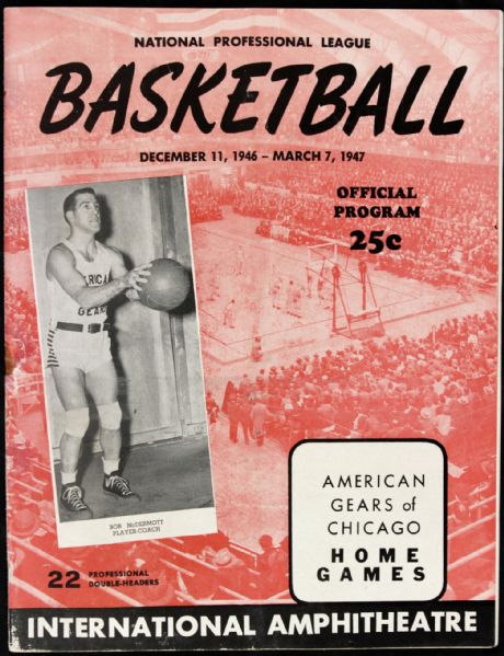 1946-47 NPL Chicago American Gears Program  Bob McDermott Cover - George Mikan Rookie Season