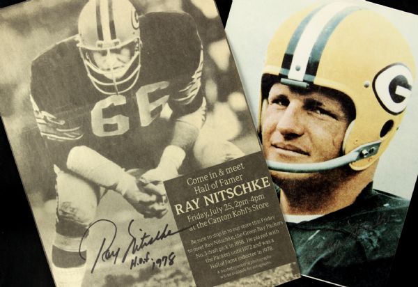 Ray Nitschke Green Bay Packers Signed Photo - Lot of 2 With Oversized Image - JSA