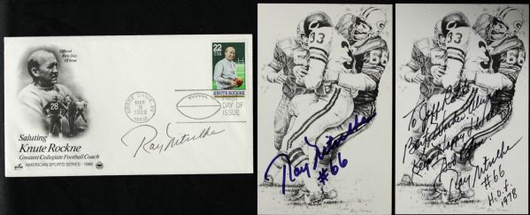 1988-95 Ray Nitschke Green Bay Packers Signed Postcard - Lot of 3 - JSA