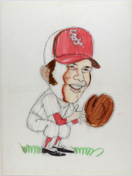 1972 Ed Herrmann Chicago White Sox Original Artwork For Chi-Foursome Print w/ Rare Chi-Foursome Print - JSA