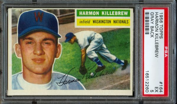 1956 Topps Nationals Harmon Killebrew Gray Back #164 PSA EX 5