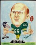 1996 Ray Nitschke Green Bay Packers Holding Dick Butkus Signed 11" x 14" Lithograph - JSA