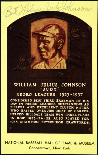 Judy Johnson Negro League Great Signed HOF Postcard - JSA