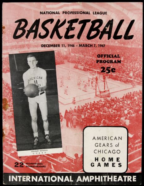 1946-47 NPL Chicago American Gears Program - Stanley Szukala Cover George Mikan Rookie Season - JSA