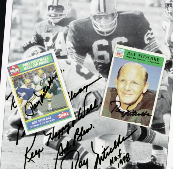 1966-90 Ray Nitschke Green Bay Packers Signed Card & Photo - Lot of 3 - JSA