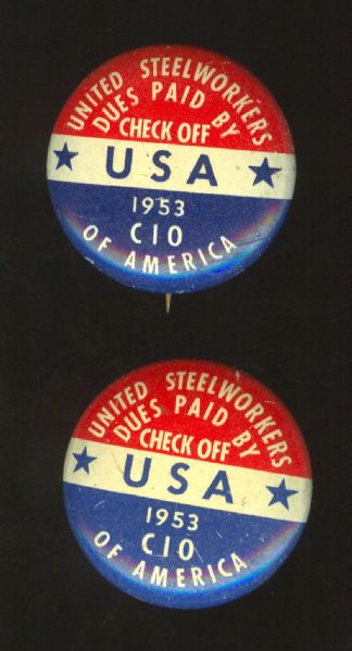 1953 United Steelworkers Of America Pinbacks (2)