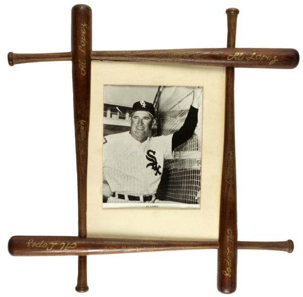 1961 Al Lopez Chicago White Sox Signed 8" x 10" Mini-Bat Framed Display - JSA