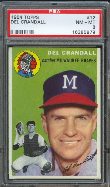 1954 Topps Braves Del Crandall #12 PSA NM-MT 8