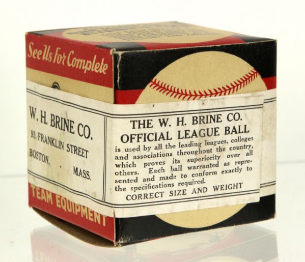 1930s W.H. Brine Official League Baseball In Original Box 