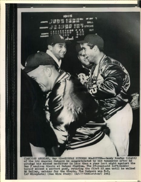 1963 Sandy Koufax No-Hitter Los Angeles Dodgers "The Sporting News Collection Archives" Original 6.5" x 8.5" Photo (Sporting News Collection Hologram/MEARS Photo LOA)