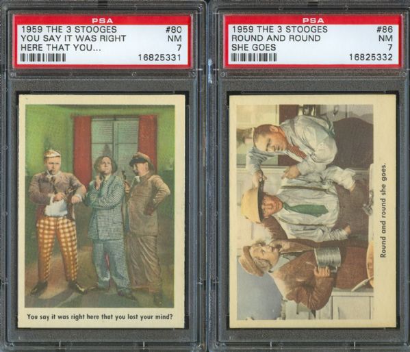 1959 The 3 Stooges PSA NM 7 Graded Pair