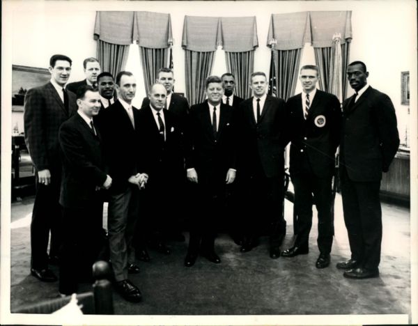 1963 John F. Kennedy and Boston Celtics "The Sporting News Collection Archives" Original 7" x 9" Photo (Sporting News Collection Hologram/MEARS Photo LOA)