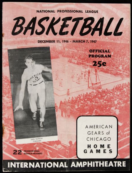 1946-47 NPL Chicago American Gears Program - Dick Triptow Cover George Mikan Rookie Season