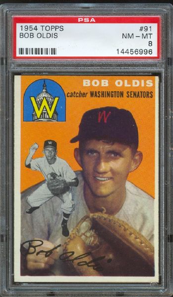 1954 Topps Senators Bob Oldis #91 PSA NM-MT 8