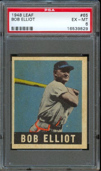 1948 Leaf Braves Bob Elliot Rookie #65 PSA EX-MT 6