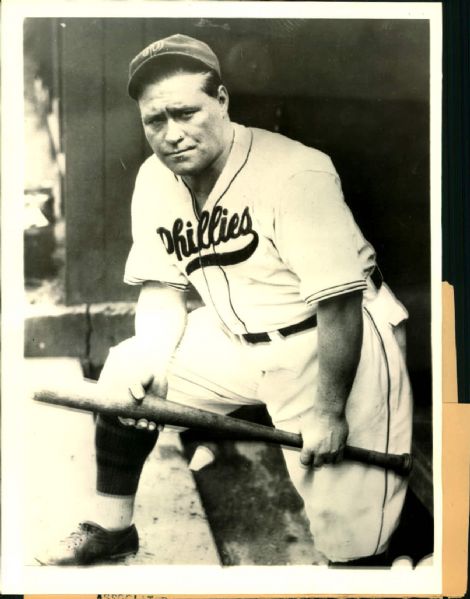 1934 Hack Wilson First Picture With Philadelphia Phillies 6" x 8" Generation 1 Photo