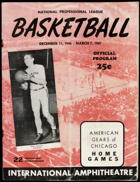 1946-47 NPL Chicago American Gears Program Stan Patrick Cover George Mikan Rookie Season