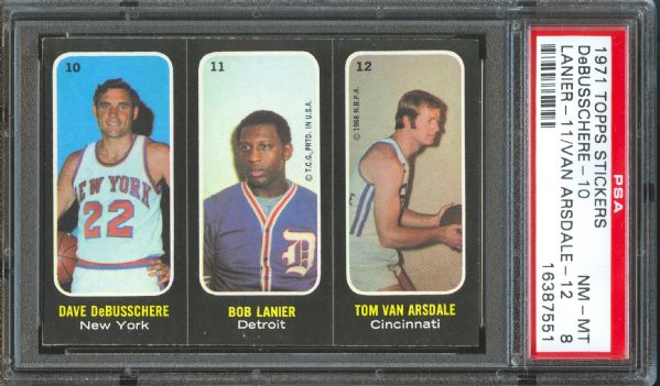 1971 Topps Stickers DeBusschere #10 Lanier #11 Van Arsdale #12 PSA NM-MT 8