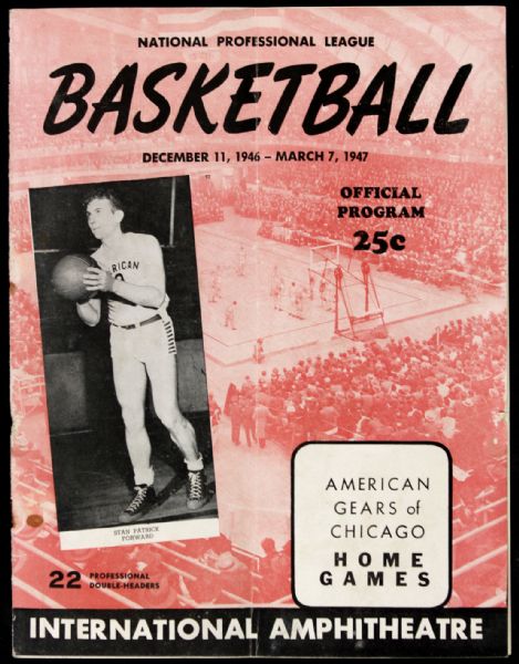 1946-47 NPL Chicago American Gears Program Stan Patrick Cover George Mikan Rookie Season