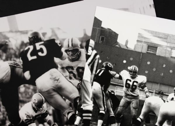 Ray Nitschke Green Bay Packers  Photo - Lot of 2 with One Oversized - Both With Photographer Stamps