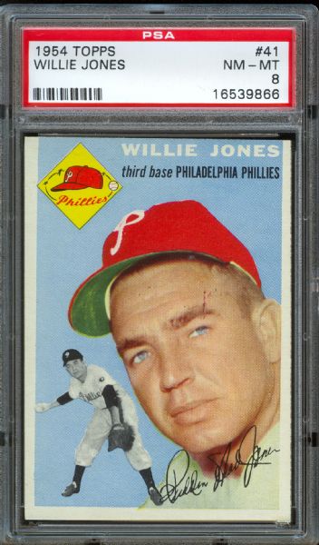 1954 Topps Phillies Willie Jones #41 PSA NM-MT 8